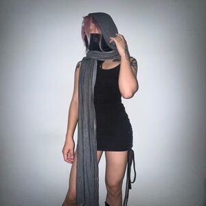 darker wavs gray hooded scarf